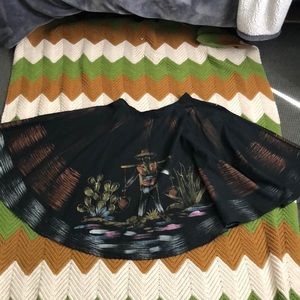 Vintage Mexican hand painted skirt